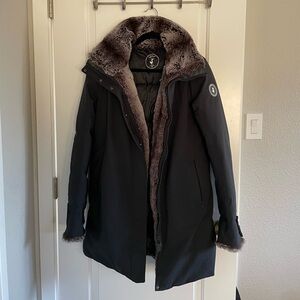 Save the Duck Faux Fur Trim Hooded Coat